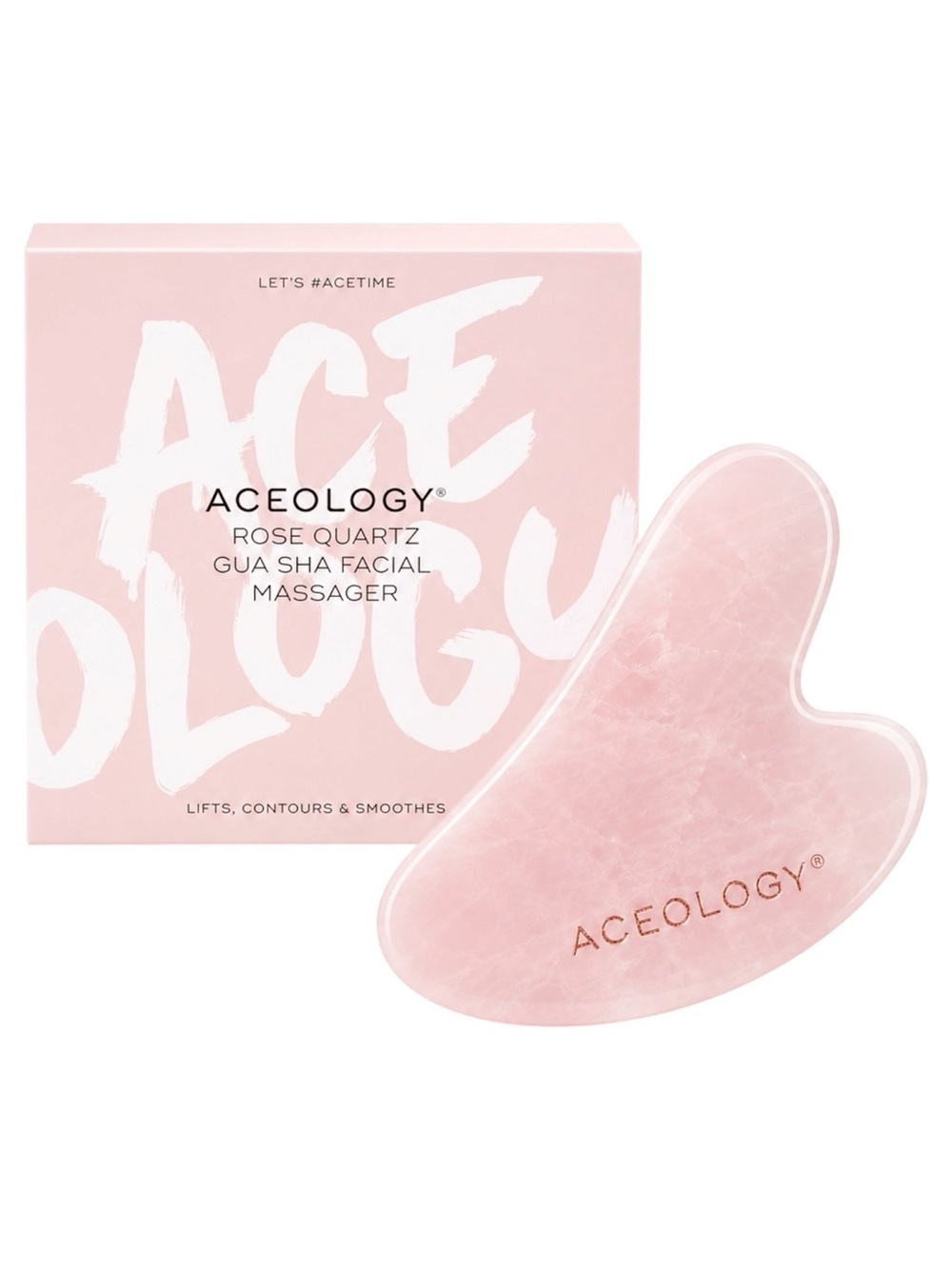 ACEOLOGY ROSE QUARTZ GUA SHA FACIAL MASSAGER - BNIB